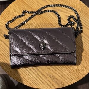 Kurt Geiger Metallic Black Quilted Clutch
